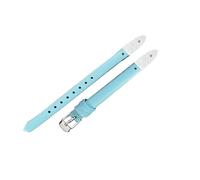 ROUHO Correa de Reloj Repuesto Atornillable, Banda de Cuero Genuino Mujer para Fossil Virginia ES3861 ES3269 ES3284 ES3282 ES3405 ES3921-Azul Claro + Plata Hebilla