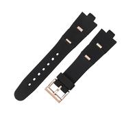 ROUHO Correa de Reloj Silicona Suave Impermeable Pulsera Goma con Hebilla de Pin para Bulgari DP42C14SVDGMT-Oro Rosa 22mm