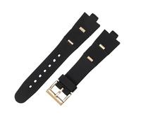 ROUHO Correa de Reloj Silicona Suave Impermeable Pulsera Goma con Hebilla de Pin para Bulgari DP42C14SVDGMT-Oro 24mm