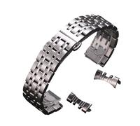 ROUHO Correa Reloj Acero Inoxidable Brazalete Metal Recambio Eslabones 17mm 18mm Extremo Curvo Recto Plateado - Plateado 17mm