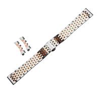 ROUHO Correa Reloj Acero Inoxidable Brazalete Metal Recambio Eslabones Extremo Curvo Recto Mixto para Tissot Le Locle T41 - Plata + Oro Rosa 22mm