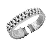 ROUHO Correa Reloj Acero Inoxidable Brazalete Metal Recambio President Eslabones 13mm 17mm 20mm 21mm Curvo para Rolex Oyster Perpetual Datejust - Plateado 20mm