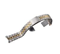 ROUHO Correa Reloj Acero Inoxidable Pulsera Jubilee Metal Recambio 13mm 17mm 19mm 20mm Eslabones Curvos para Tudor Prince and Princess Classic Collection - Plata + Oro 17mm