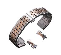 ROUHO Correa Reloj Acero Inoxidable Pulsera Metal Recambio Eslabones 12mm 14mm Extremo Curvo Recto - Plata + Oro Rosa 14mm