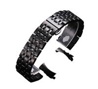 ROUHO Correa Reloj Acero Inoxidable Pulsera Metal Recambio Eslabones 19mm 20mm Extremo Curvo Recto Versátil - Negro 19mm