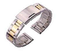 ROUHO Correa Reloj Acero Inoxidable Pulsera Metal Recambio Macizo Eslabones 16mm-30mm Extremo Recto para Sevenfriday - Plata + Oro 24mm