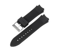 ROUHO Correa Silicona 22mm Brazalete Goma Reloj Repuesto Hebilla Ardillón Acero Inoxidable Impermeable Suave para Guess U0247G3 W1058G2 W0040G3 Negro + Plata