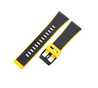 ROUHO Correa Silicona 24mm Brazalete Goma Impermeable Repuesto Flexible Hebilla Ardillón Acero Inoxidable Mate para Casio G-Shock Amarillo