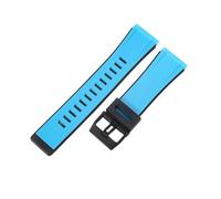ROUHO Correa Silicona 24mm Brazalete Goma Impermeable Repuesto Flexible Hebilla Ardillón Acero Inoxidable Mate para Casio G-Shock Azul Claro