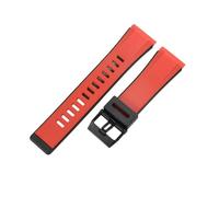 ROUHO Correa Silicona 24mm Brazalete Goma Impermeable Repuesto Flexible Hebilla Ardillón Acero Inoxidable Mate para Casio G-Shock Rojo