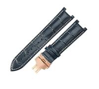 ROUHO Cuero Genuino Pulsera Reloj Duradera & Cómoda Hombre Correa Reloj Asas Contorneadas para Gucci Interlocking YA1332-Azul 1 + Oro Rosa Hebilla 20x11mm
