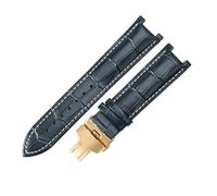 ROUHO Cuero Genuino Pulsera Reloj Duradera & Cómoda Hombre Correa Reloj Asas Contorneadas para Gucci Interlocking YA1332-Azul 1 + Oro Hebilla 22x13mm