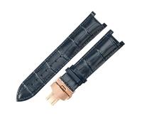 ROUHO Cuero Genuino Pulsera Reloj Duradera & Cómoda Hombre Correa Reloj Asas Contorneadas para Gucci Interlocking YA1332-Azul + Oro Rosa Hebilla 20x11mm