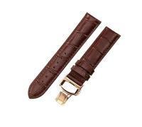ROUHO Duradera 18mm Cuero Genuino Correa Reloj Versátil Repuesto Muñequera Pulsera Reloj para Tissot Le Locle T41 T006 T049407A-Marrón + Oro Rosa Hebilla