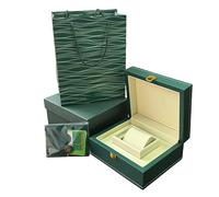 ROUHO Estuche de Coleccionista de Reloj Individual Caja de Reloj de Madera de Cuero PU Verde para Relojes de Pulsera para Rolex Lady-Datejust