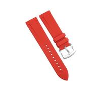ROUHO Impermeable 20mm Correa de Caucho de Silicona, Repuesto Deportivo Transpirable con Liberación Rápida para Citizen BN0151-09L BN0150-28E-Rojo + Plata Hebilla