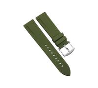 ROUHO Impermeable 20mm Correa de Caucho de Silicona, Repuesto Deportivo Transpirable con Liberación Rápida para Citizen BN0151-09L BN0150-28E-Verde Oscuro + Plata Hebilla