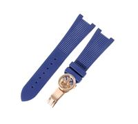 ROUHO Impermeable Caucho Correa Reloj 25mm Suave Silicona Repuesto Reloj Pulsera para Patek Philippe Nautilus 5711 5712-Azul + Hebilla Oro Rosa