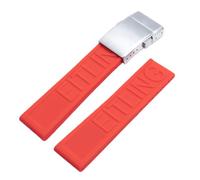 ROUHO Impermeable Silicona Correa Reloj Ajustable Repuesto Caucho Banda Reloj para Breitling Superocean Avenger-Rojo + Hebilla Plata Escarchada 24mm