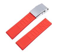 ROUHO Impermeable Silicona Correa Reloj Ajustable Repuesto Caucho Banda Reloj para Breitling Superocean Avenger-Rojo + Hebilla Plata Pulida 22mm