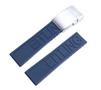 ROUHO Impermeable Silicona Correa Reloj Ajustable Repuesto Caucho Banda Reloj para Breitling Superocean Avenger-Azul Oscuro + Hebilla Plata Escarchada 22mm