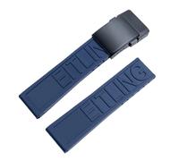 ROUHO Impermeable Silicona Correa Reloj Ajustable Repuesto Caucho Banda Reloj para Breitling Superocean Avenger-Azul Oscuro + Hebilla Negra Escarchada 22mm