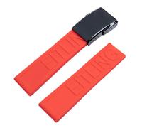 ROUHO Impermeable Silicona Correa Reloj Ajustable Repuesto Caucho Banda Reloj para Breitling Superocean Avenger-Rojo + Hebilla Negra Pulida 22mm