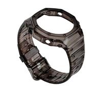 ROUHO Kit Modificación Bisel Correa Suave Correa Reloj Silicona Impermeable para Casio GA2100 GA2110 GA-B2100-Negro