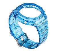 ROUHO Kit Modificación Bisel Correa Suave Correa Reloj Silicona Impermeable para Casio GA2100 GA2110 GA-B2100-Azul