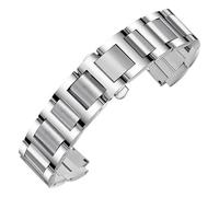 ROUHO Liberación Rápida Acero Inoxidable Correa de Reloj Reemplazo Ajustable Brazalete Reloj Compatible con Cartier Ballon Bleu-Plata 14 x 22mm