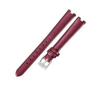 ROUHO Mujer Cuero Genuino Correa Reloj Repuesto Clásica Señoras Reloj de Vestir Pulsera Reloj para Gucci YA141501 YA141401-Rojo + Plata 12 x 4mm