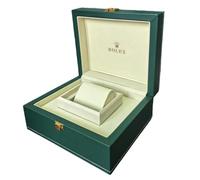 ROUHO Organizador Relojes Verde Cuero PU Costura Blanca Herrajes Dorados Forro Crema Ranura Única Estuche Expositor Joyas para Rolex Submariner Date