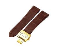 ROUHO Piel Genuina Correa de Reloj Ajustable Impermeable Reemplazo Accesorios Reloj para Cartier Santos 100-Marrón con Oro Hebilla 20mm