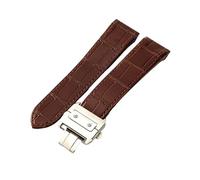 ROUHO Piel Genuina Correa de Reloj Ajustable Impermeable Reemplazo Accesorios Reloj para Cartier Santos 100-Marrón con Plata Hebilla 23mm