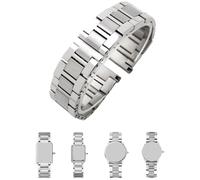 ROUHO Plateado Acero Inoxidable Reemplazo Correa de Reloj Cierre Desplegable Ajustable Banda Reloj Compatible con Cartier Solo London TANK-19mm
