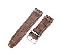 ROUHO Premium 23mm Cuero Genuino Correa Reloj Duradera & Cómoda Pulsera Reloj Repuesto para Swatch YOS440 449 401G 447 448-Marrón