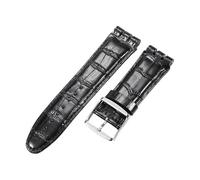 ROUHO Premium 23mm Cuero Genuino Correa Reloj Duradera & Cómoda Pulsera Reloj Repuesto para Swatch YOS440 449 401G 447 448-Negro