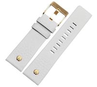 ROUHO Pulsera Ajustable Piel Genuina Brazalete de Recambio Reloj Hebilla de Pin para Diesel DZ4323 7312 7314 7348 1657 4318-Blanco 24mm