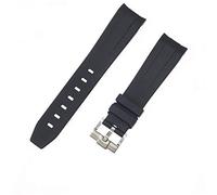 ROUHO Reloj Suave con Banda De Caucho De 21Mm Y Correa Impermeable De Caucho De Silicona para El Morador De Mar De Rolex Submariner Deep Sea-Negro