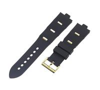 ROUHO Silicona Reloj Correa Acero Inoxidable Hebilla Broche Pulsera Reloj para Bulgari DP42 C14 SVD GMT-Negro + Oro Hebilla 22mm