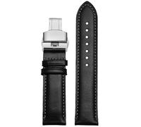ROUHO Suave Cuero Genuino Correa Reloj Duradero Clásico Repuesto Relojes Hombre Pulsera Reloj para Citizen JY8037 JY8031 CB5848 AT8040-Negro + Plata Hebilla Desplegable 23mm
