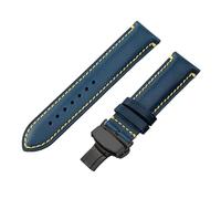 ROUHO Suave Cuero Genuino Correa Reloj Duradero Clásico Repuesto Relojes Hombre Pulsera Reloj para Citizen JY8037 JY8031 CB5848 AT8040-Azul + Negro Hebilla Desplegable 22mm