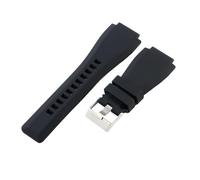 ROUHO Suave Silicona Caucho Correa Reloj 35mm Repuesto Impermeable Deporte Banda Reloj para Bell & Ross BR01/BR03-Negro + Plata 24mm