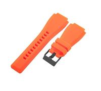 ROUHO Suave Silicona Caucho Correa Reloj 35mm Repuesto Impermeable Deporte Banda Reloj para Bell & Ross BR01/BR03-Naranja + Negro 24mm