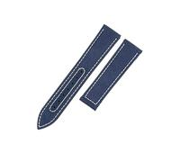ROUHO Tejido Nylon Lona & Cuero Genuino Correa Reloj Duradera Pulsera Reloj Repuesto para Mido Ocean Star M026-Azul + Blanco 21mm