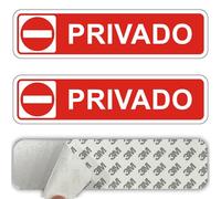 ROUMIO® 2 Piezas carteles propiedad privada autoadhesivas de aluminio - 5 x 20 cm - Cartel privado para zona - Patrones llamativos - Robustos y duraderos (Señal Privado)