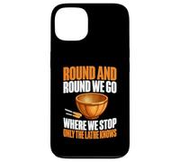 Round and Round We Go Where We Stop Only The Torno Woodturn Carcasa para iPhone 13