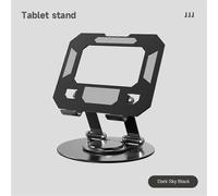 (Round Base, Black) 360 Metal Portable Laptop Tablet Stand Riser Bracket Adjustable Holder For Desk