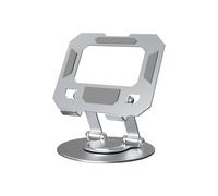 (Round Base, Silver) 360 Metal Portable Laptop Tablet Stand Riser Bracket Adjustable Holder For Desk