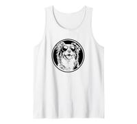 Round Black Logo Blue Merle Australian Shepherd Lover Camiseta sin Mangas